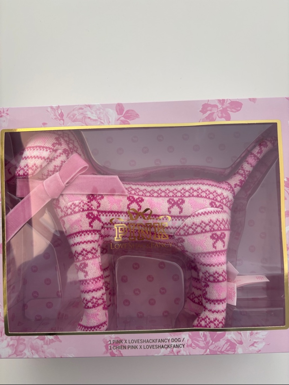 New with box Victoria’s Secret PINK x Loveshackfancy Stuffed Dog with Bows